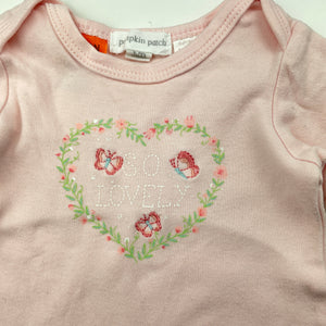 Girls Pumpkin Patch, embroidered soft cotton romper, GUC, size 0000,  