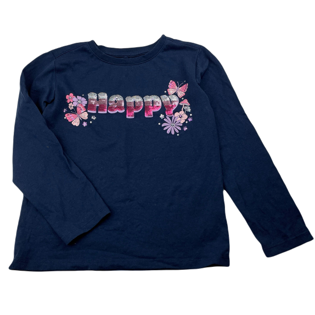 Girls Anko, navy cotton long sleeve top, sequins, EUC, size 7,  