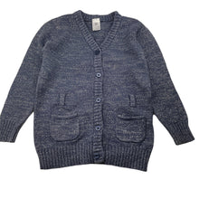 Load image into Gallery viewer, Girls Target, blue &amp; silver metallic knitted cardigan, L: 47cm, FUC, size 5,  