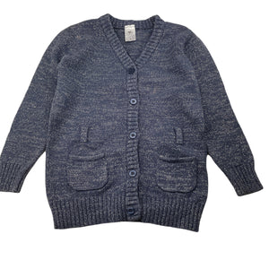 Girls Target, blue & silver metallic knitted cardigan, L: 47cm, FUC, size 5,  