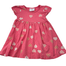 Load image into Gallery viewer, Girls Mango, pink cotton short sleeve dress, hearts, GUC, size 2, L: 44cm