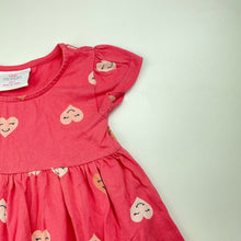 Load image into Gallery viewer, Girls Mango, pink cotton short sleeve dress, hearts, GUC, size 2, L: 44cm