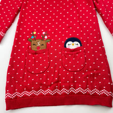 Load image into Gallery viewer, Girls M&amp;Co, knitted cotton Christmas long sleeve dress, EUC, size 1, L: 47cm