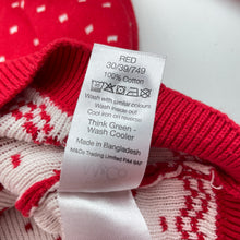 Load image into Gallery viewer, Girls M&amp;Co, knitted cotton Christmas long sleeve dress, EUC, size 1, L: 47cm