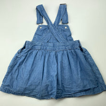 Load image into Gallery viewer, Girls Anko, chambray cotton overalls dress / pinafore, GUC, size 2, L: 44cm