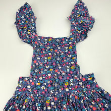 Load image into Gallery viewer, Girls SUGAR PLUM TREE, floral corduroy cotton overalls dress / pinafore, EUC, size 4, L: 55cm