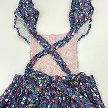 Load image into Gallery viewer, Girls SUGAR PLUM TREE, floral corduroy cotton overalls dress / pinafore, EUC, size 4, L: 55cm