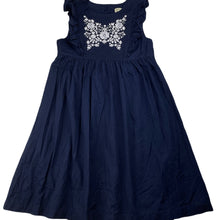 Load image into Gallery viewer, Girls Lily &amp; Dan, embroidered navy lightweight cotton dress, EUC, size 6, L: 67cm