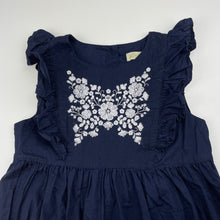 Load image into Gallery viewer, Girls Lily &amp; Dan, embroidered navy lightweight cotton dress, EUC, size 6, L: 67cm