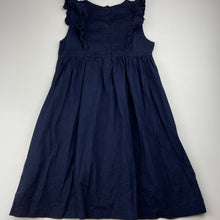 Load image into Gallery viewer, Girls Lily &amp; Dan, embroidered navy lightweight cotton dress, EUC, size 6, L: 67cm