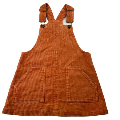Girls Mango, chunky corduroy cotton overalls dress / pinafore, EUC, size 4, L: 51cm
