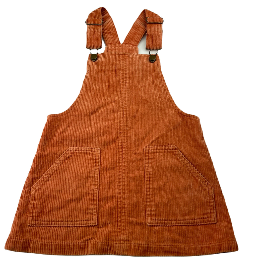 Girls Mango, chunky corduroy cotton overalls dress / pinafore, EUC, size 4, L: 51cm