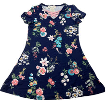 Load image into Gallery viewer, Girls Shosho, soft feel stretchy floral dress, EUC, size 4, L: 51cm