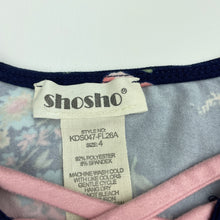 Load image into Gallery viewer, Girls Shosho, soft feel stretchy floral dress, EUC, size 4, L: 51cm