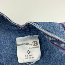 Load image into Gallery viewer, Boys Bouncing B, embroidered cotton overalls / dungarees, GUC, size 0,  