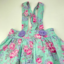 Load image into Gallery viewer, Girls floral, cotton suspender skirt, elasticated, no labels, L: 31cm, W: 25cm across unstretched, GUC, size 4-5,  