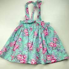 Load image into Gallery viewer, Girls floral, cotton suspender skirt, elasticated, no labels, L: 31cm, W: 25cm across unstretched, GUC, size 4-5,  