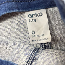 Load image into Gallery viewer, unisex Anko, stretch knit denim overalls / dungarees, EUC, size 0,  