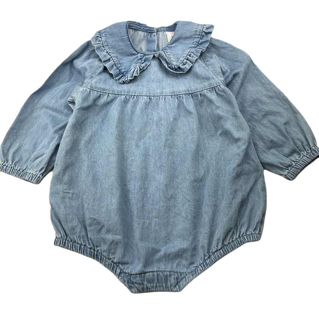 Girls Seed, blue denim bubble romper, EUC, size 1,  
