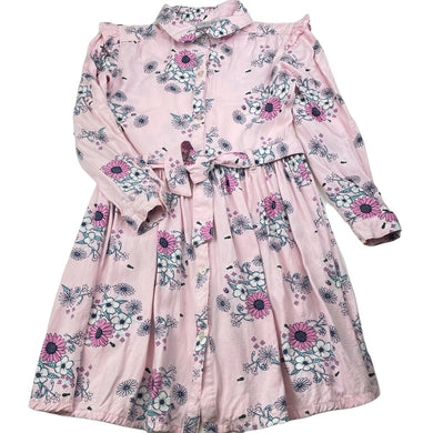 Girls Target, floral viscose shirt dress, light marks, FUC, size 6, L: 60cm