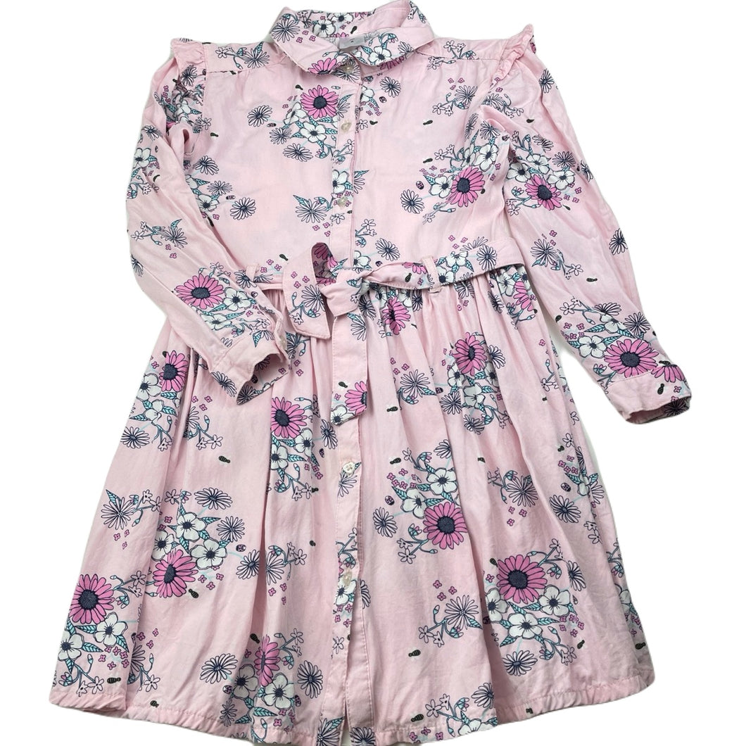 Girls Target, floral viscose shirt dress, light marks, FUC, size 6, L: 60cm