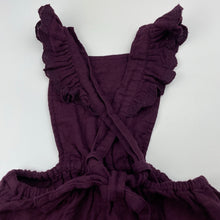 Load image into Gallery viewer, Girls JAMIE KAY, lightweight organic cotton overalls dress / pinafore, EUC, size 1, L: 46cm