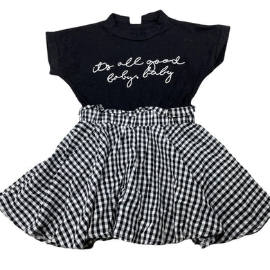 Girls Foshan, black & white short sleeve dress, GUC, size 2, L: 46cm