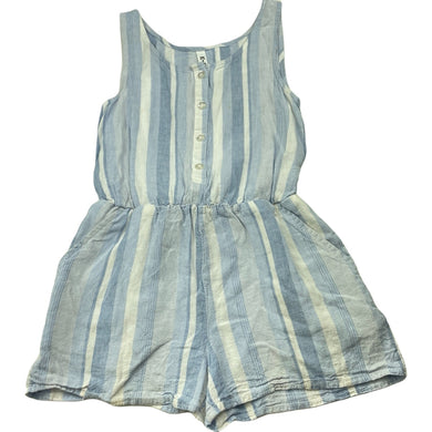 Girls KID, striped linen / viscose summer playsuit, small mark chest, FUC, size 8,  