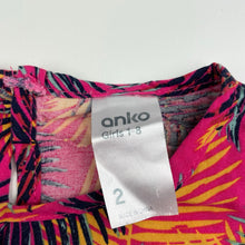Load image into Gallery viewer, Girls Anko, colourful viscose casual dress, GUC, size 2, L: 44cm at front