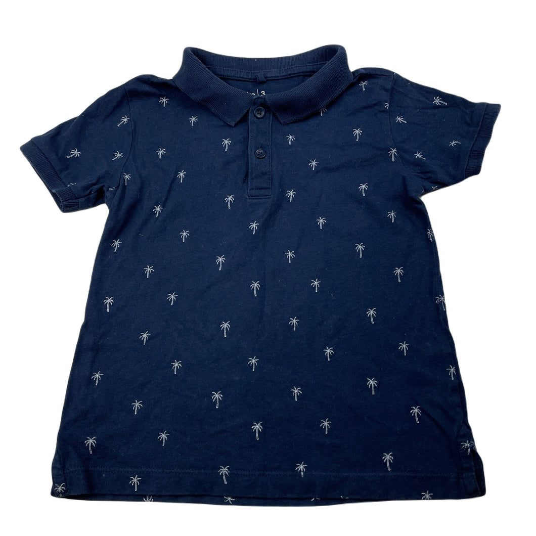 Boys Anko, navy cotton polo shirt top, GUC, size 3,  