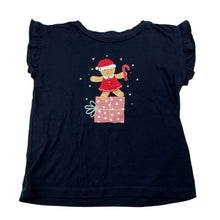 Load image into Gallery viewer, Girls Anko, navy cotton Christmas t-shirt / top, EUC, size 7,  