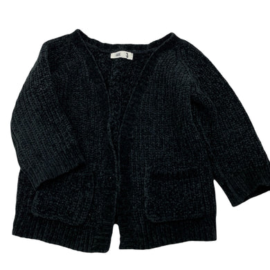 Girls Cotton On, black chenille open cardigan, EUC, size 3,  