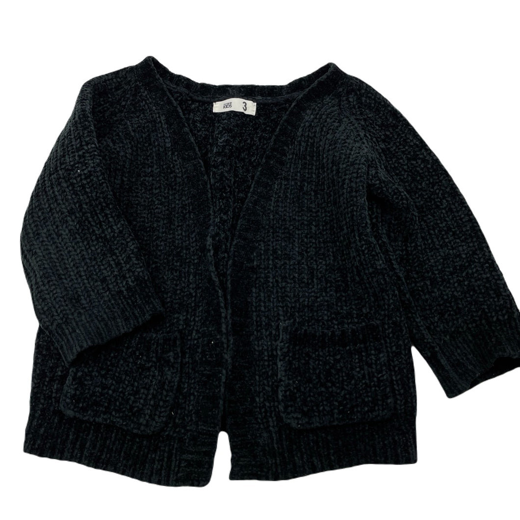 Girls Cotton On, black chenille open cardigan, EUC, size 3,  