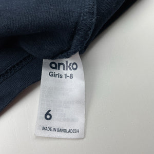 Girls Anko, navy cotton t-shirt / top, EUC, size 6,  