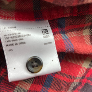 Boys Uniqlo, checked flannel cotton long sleeve shirt, GUC, size 3-4,  