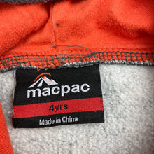 Load image into Gallery viewer, Boys Macpac, grey fleece lined hoodie sweater, light mark back right cuff, FUC, size 4,  