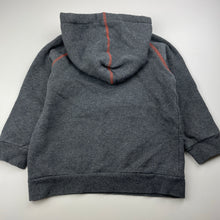 Load image into Gallery viewer, Boys Macpac, grey fleece lined hoodie sweater, light mark back right cuff, FUC, size 4,  