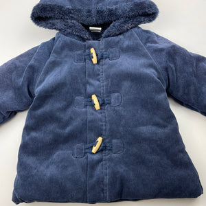 Girls Charanga, fleece lined corduroy hooded jacket / coat, EUC, size 1,  