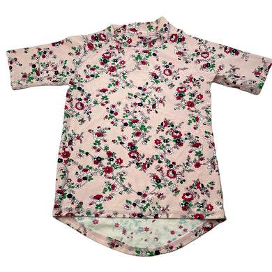 Girls OUCH, floral short sleeve rashie / swim top, light mark, FUC, size 5,  