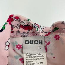 Load image into Gallery viewer, Girls OUCH, floral short sleeve rashie / swim top, light mark, FUC, size 5,  