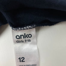Load image into Gallery viewer, Girls Anko, navy cotton t-shirt / top, GUC, size 12,  