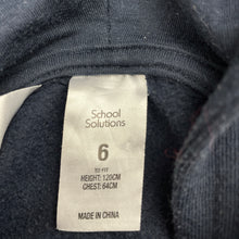 Load image into Gallery viewer, unisex School Solutions, navy fleece lined zip hoodie sweater, GUC, size 6,  