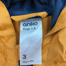 Load image into Gallery viewer, Boys Anko, lightweight spray jacket, L: 45cm, EUC, size 3,  