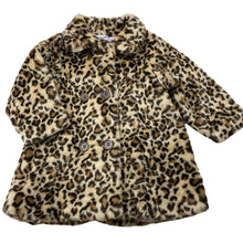 Load image into Gallery viewer, Girls Ladybird, lined faux fur leopard print jacket / coat, L: 42cm, EUC, size 1,  