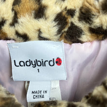 Load image into Gallery viewer, Girls Ladybird, lined faux fur leopard print jacket / coat, L: 42cm, EUC, size 1,  