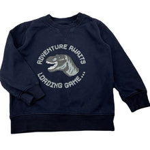 Load image into Gallery viewer, Boys Target, navy fleece lined sweater / jumper, dinosaur, GUC, size 4,  