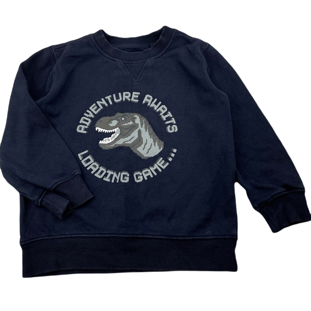 Boys Target, navy fleece lined sweater / jumper, dinosaur, GUC, size 4,  