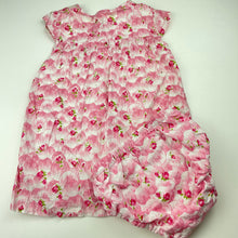 Load image into Gallery viewer, Girls Young Hearts, lined floral cotton dress + bloomers/nappy cover, GUC, size 2, L: 45cm