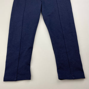 Girls navy, stretchy pants / bottoms, elasticated, labels removed, Inside leg: 32,5cm, W: 24.5cm across unstretched, GUC, size 3,  