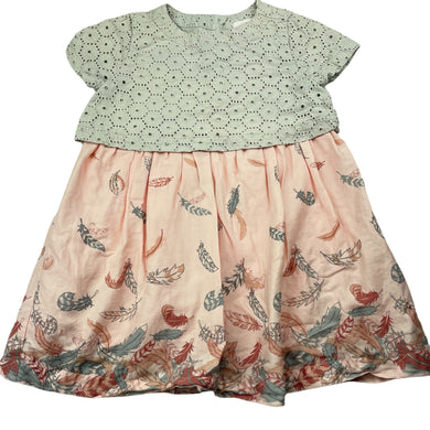 Girls Pumpkin Patch, lined cotton dress, feathers, EUC, size 1, L: 45cm